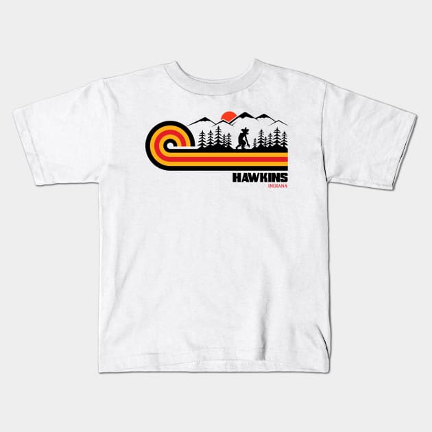 Visit Hawkins Retro 70s Vibe Kids T-Shirt by WMKDesign